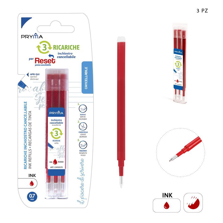 Recambio de bolígrafo borrable rojo 0.7 mm 3 piezas - Herramientas de escritura