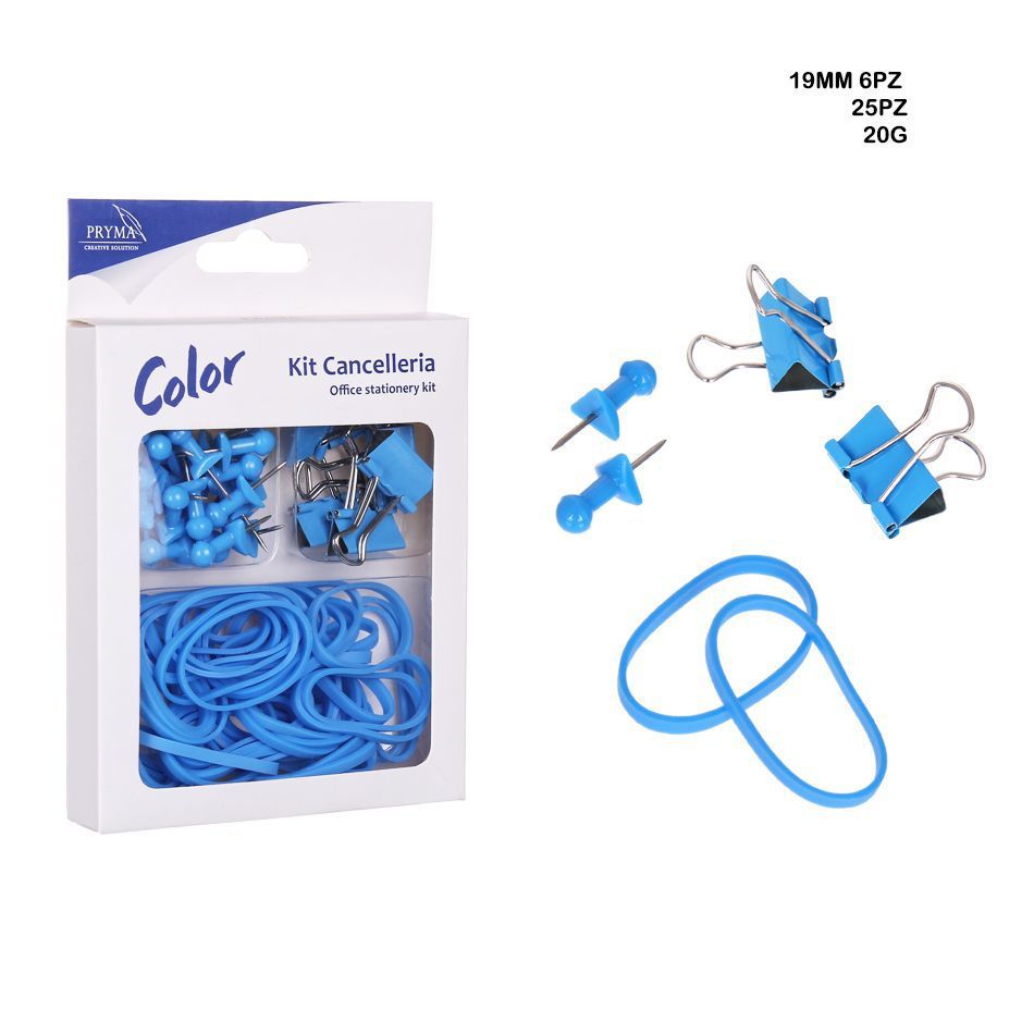 Chinchetas 25PZ + pinza sujetapapeles 6PZ + gomaelástica 20G - Accesorios de oficina