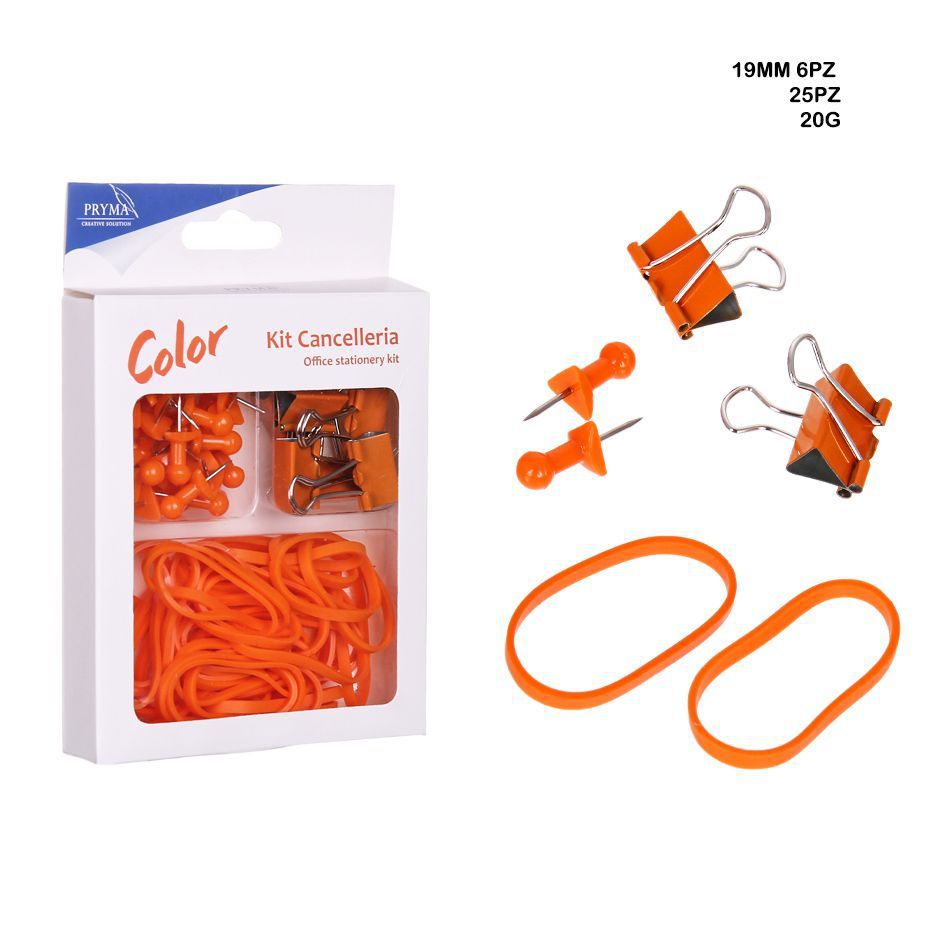 Chinchetas 25PZ + pinza sujetapapeles 6PZ + gomaelástica 20G - Accesorios de oficina