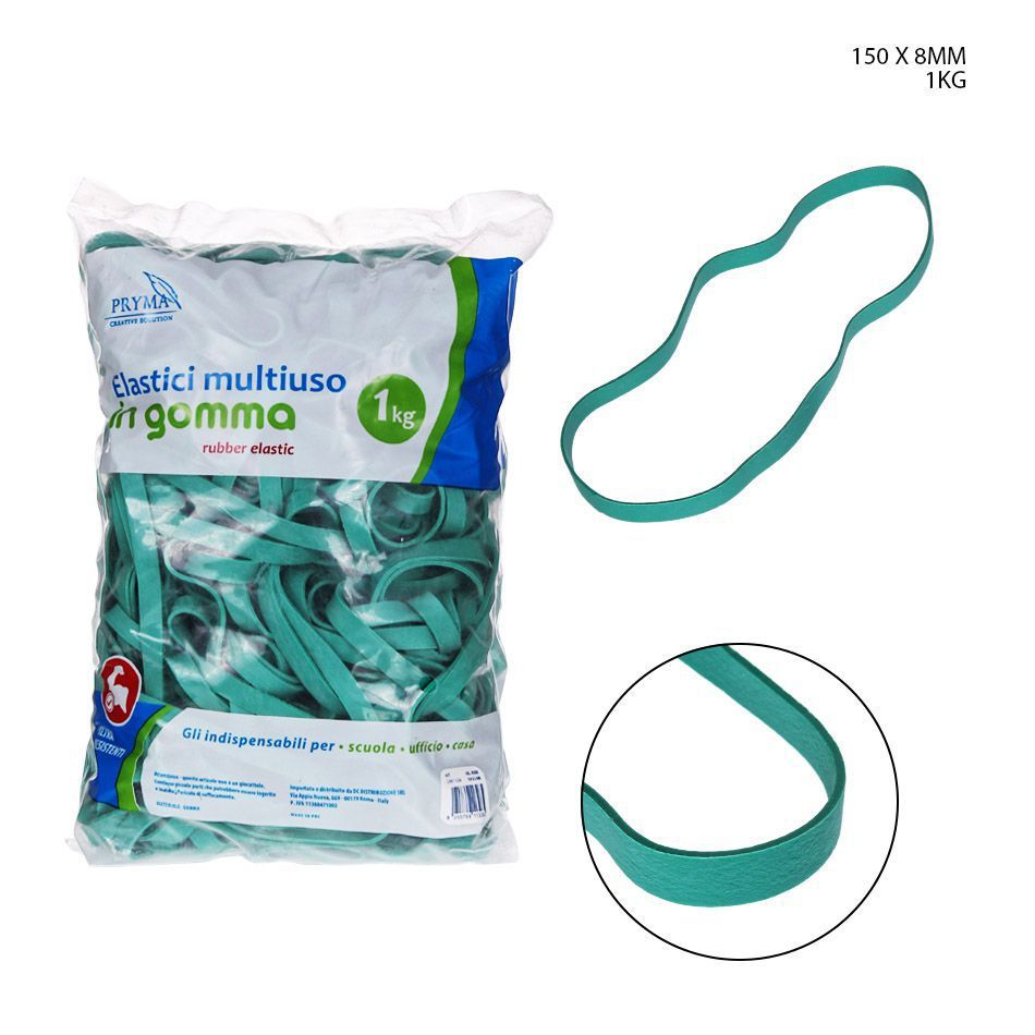 Goma elástica multiuso verde 150x8mm 1kg - Accesorios de papelería