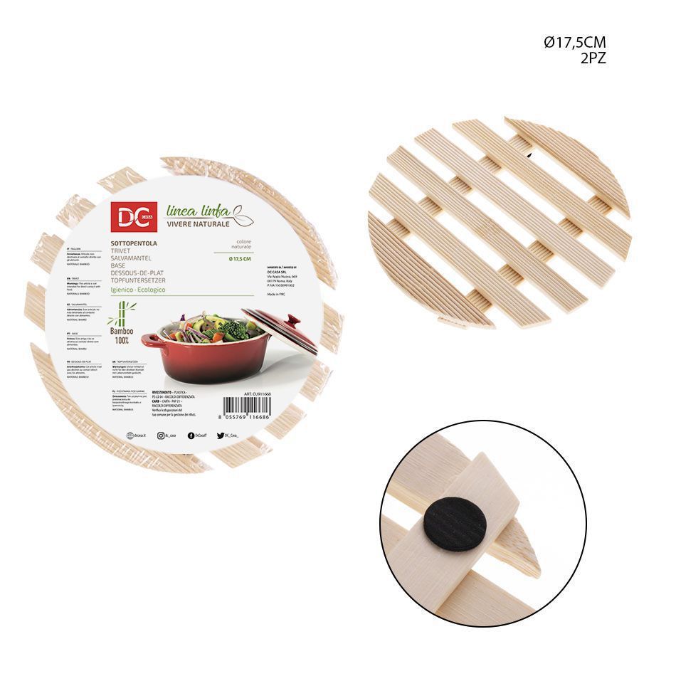 Bases de bambú redondas para ollas 17.5 cm (2 pcs) - Accesorios de cocina