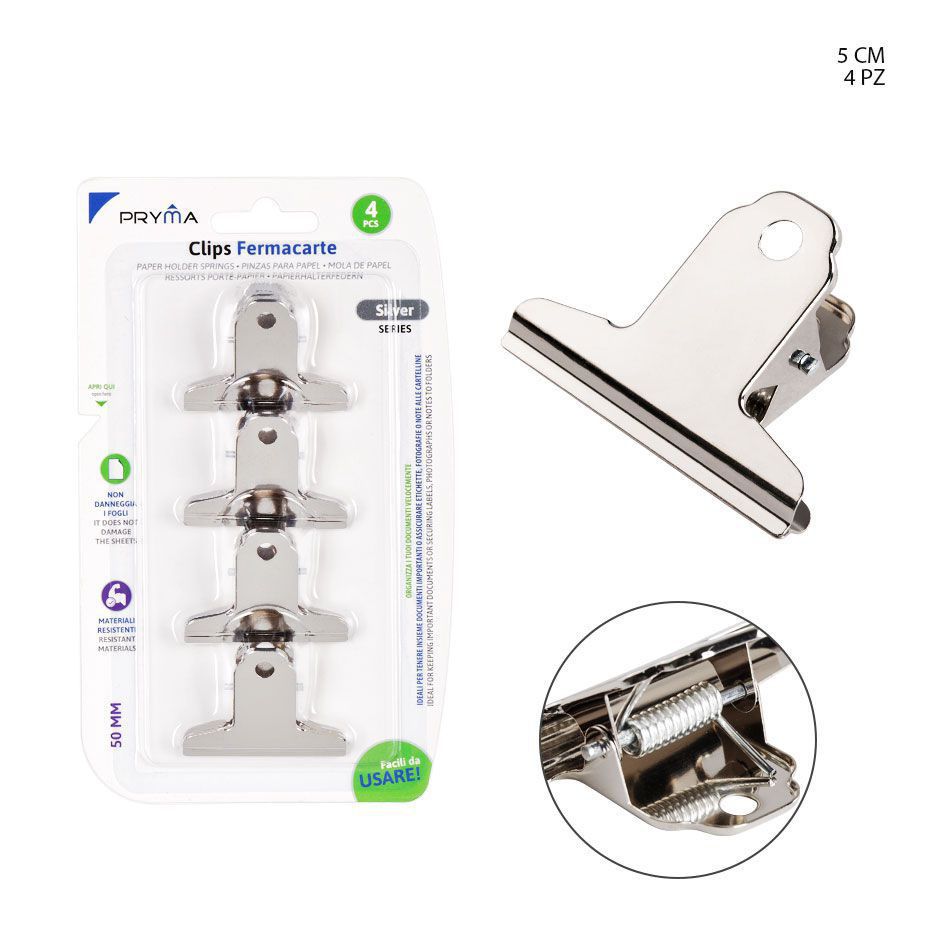  clip metálico de bulldog 50mm 4 piezas - Accesorios de oficina