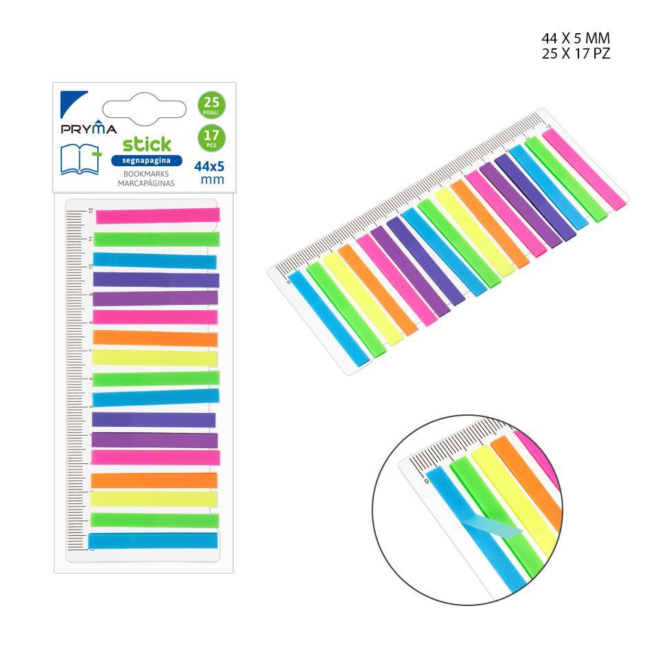 Marcadores de página adhesivos 5X44MM 25 hojas 17pcs para oficina y estudio