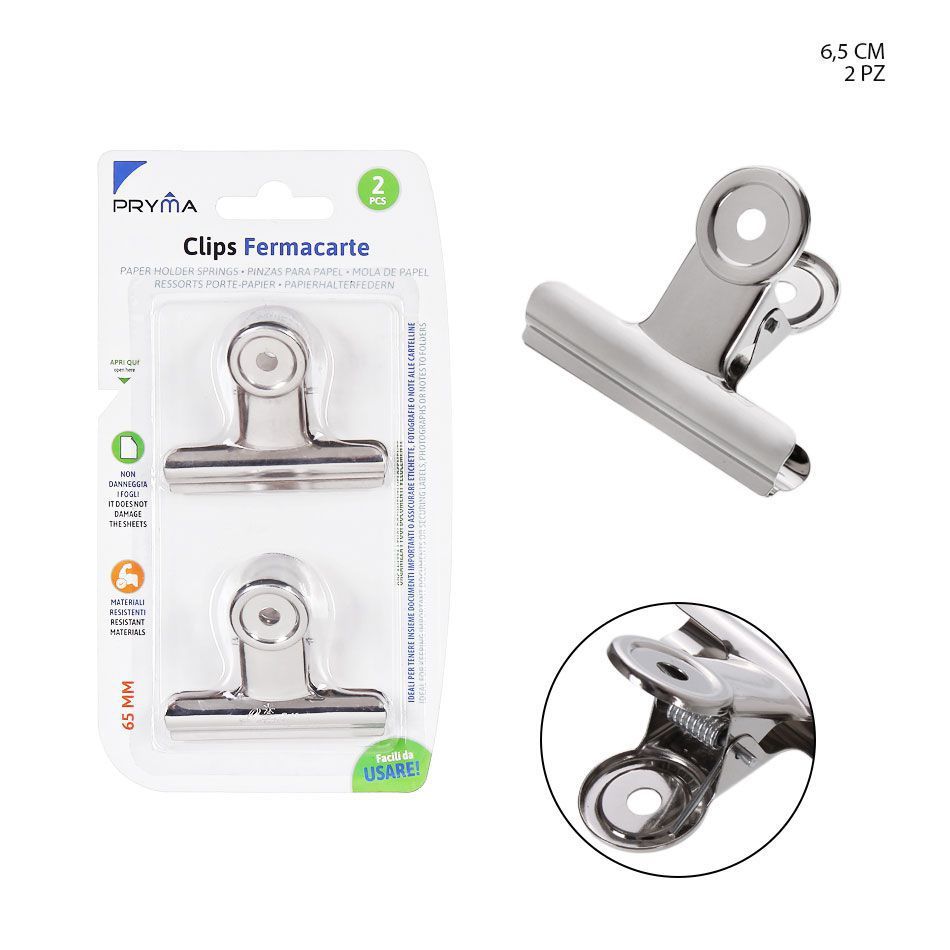 Clip de bulldog metálico 63MM 2PZ - Accesorios de papelería