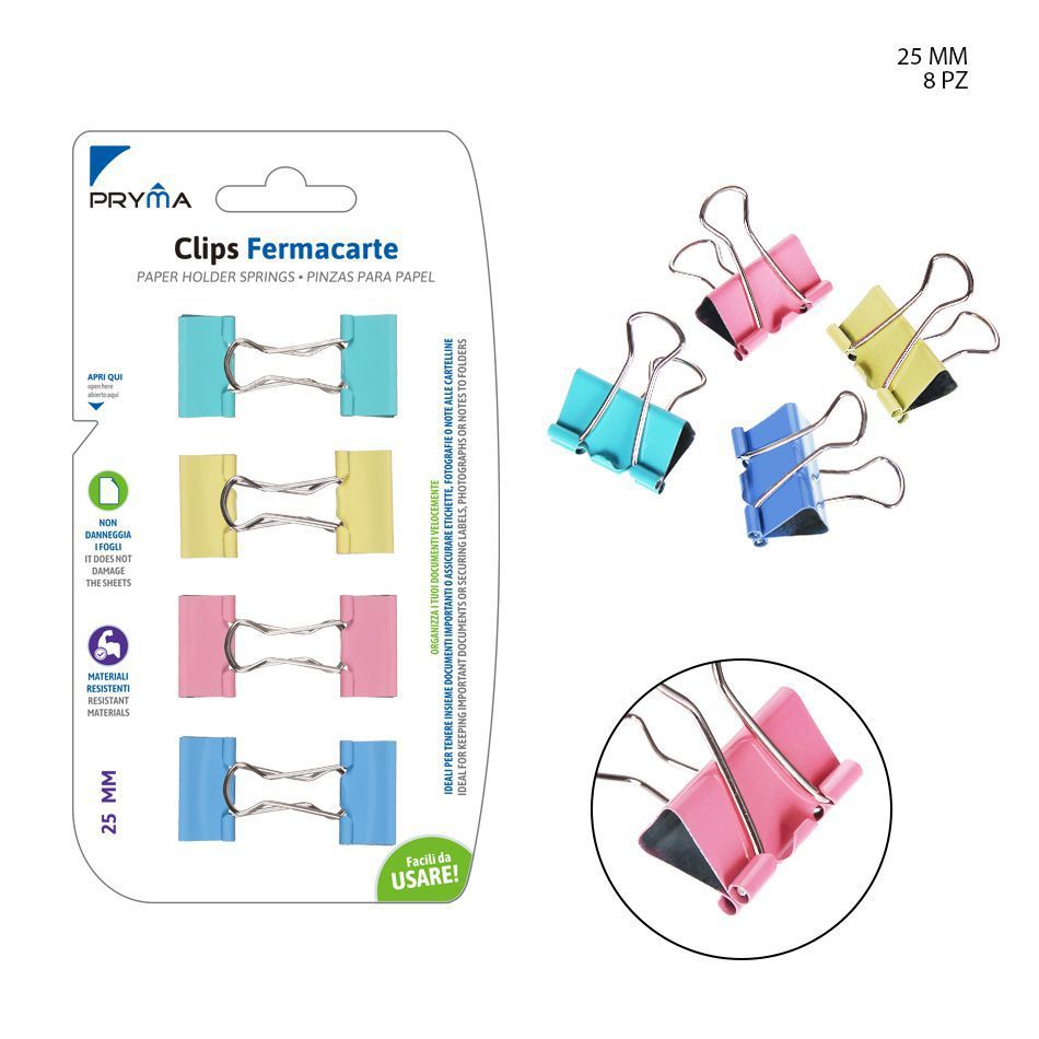 Pinza sujetapapeles 25MM 8PZ - Accesorios de oficina