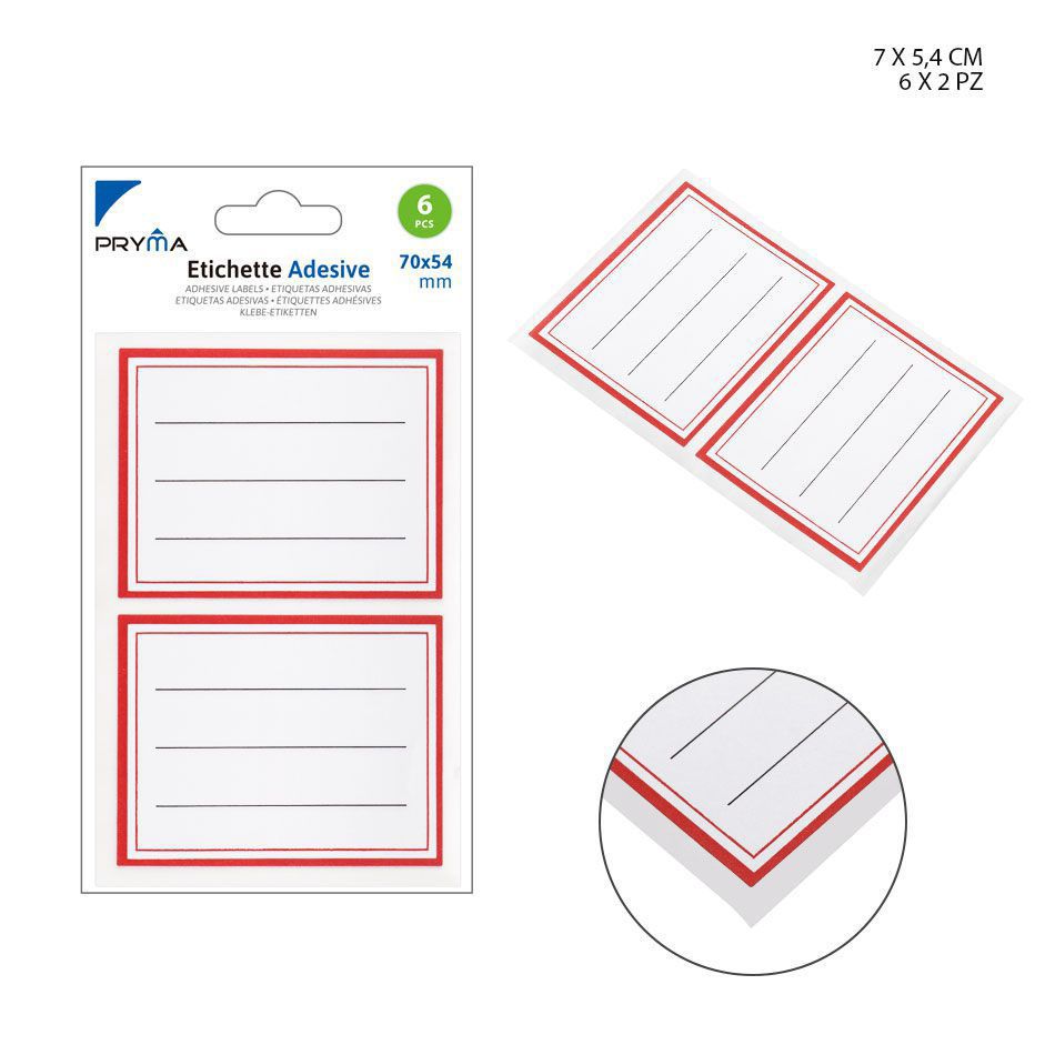 Etiqueta adhesiva rectangular 7x5.4 cm 6 pcs - Papelería y etiquetas