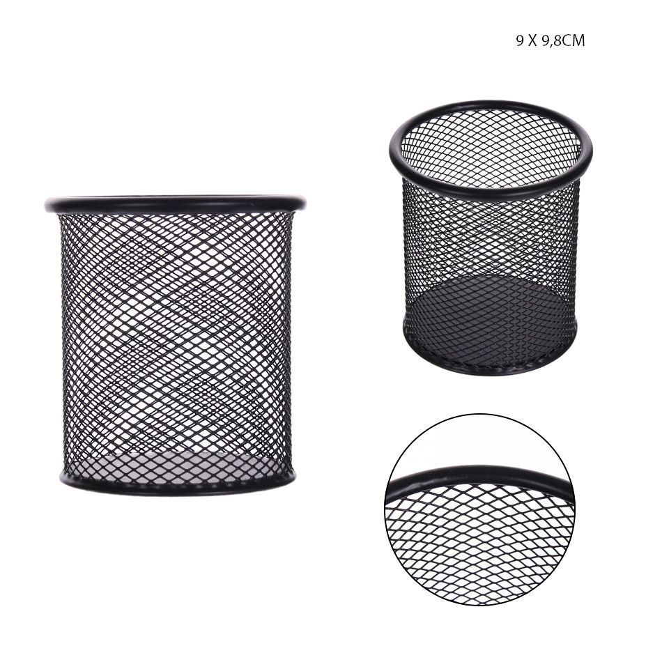 Portalápices redondo negro 90X98MM - Organizador de escritorio
