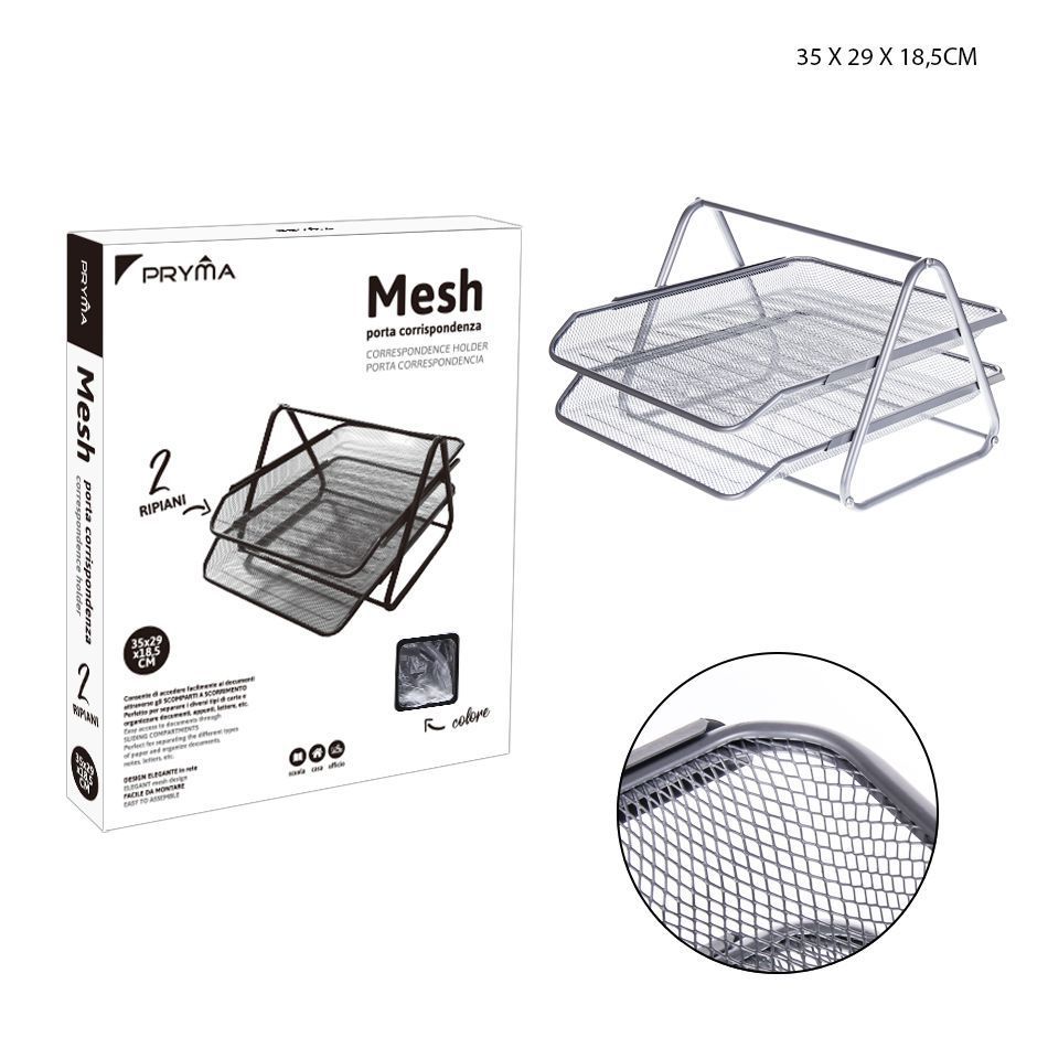 Organizador de documentos de metal 2P 35x29x18.5 cm plata - Papelería