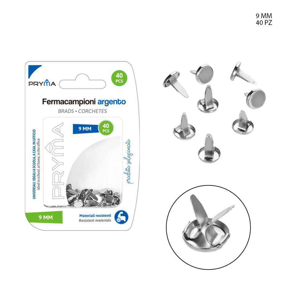 Clips de muestra color plata 9 mm 40 PZ - Accesorios de oficina