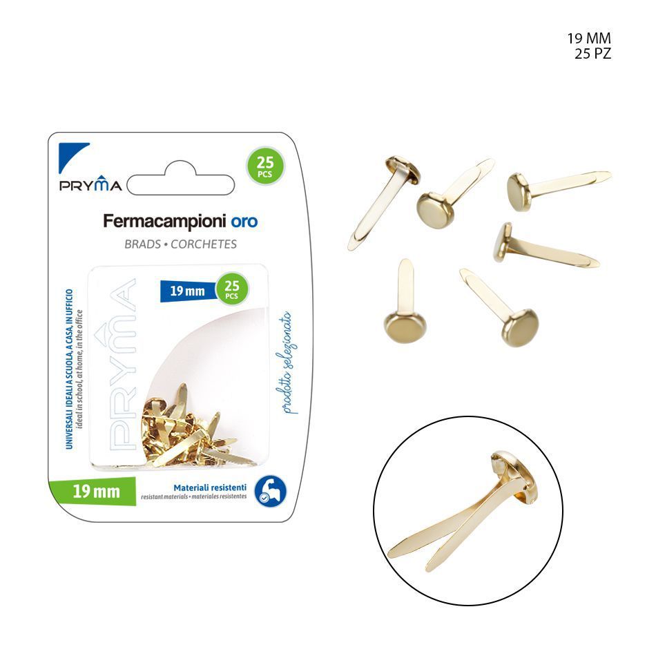 Clips de muestra color oro 19 mm 25 PZ - Accesorios de oficina