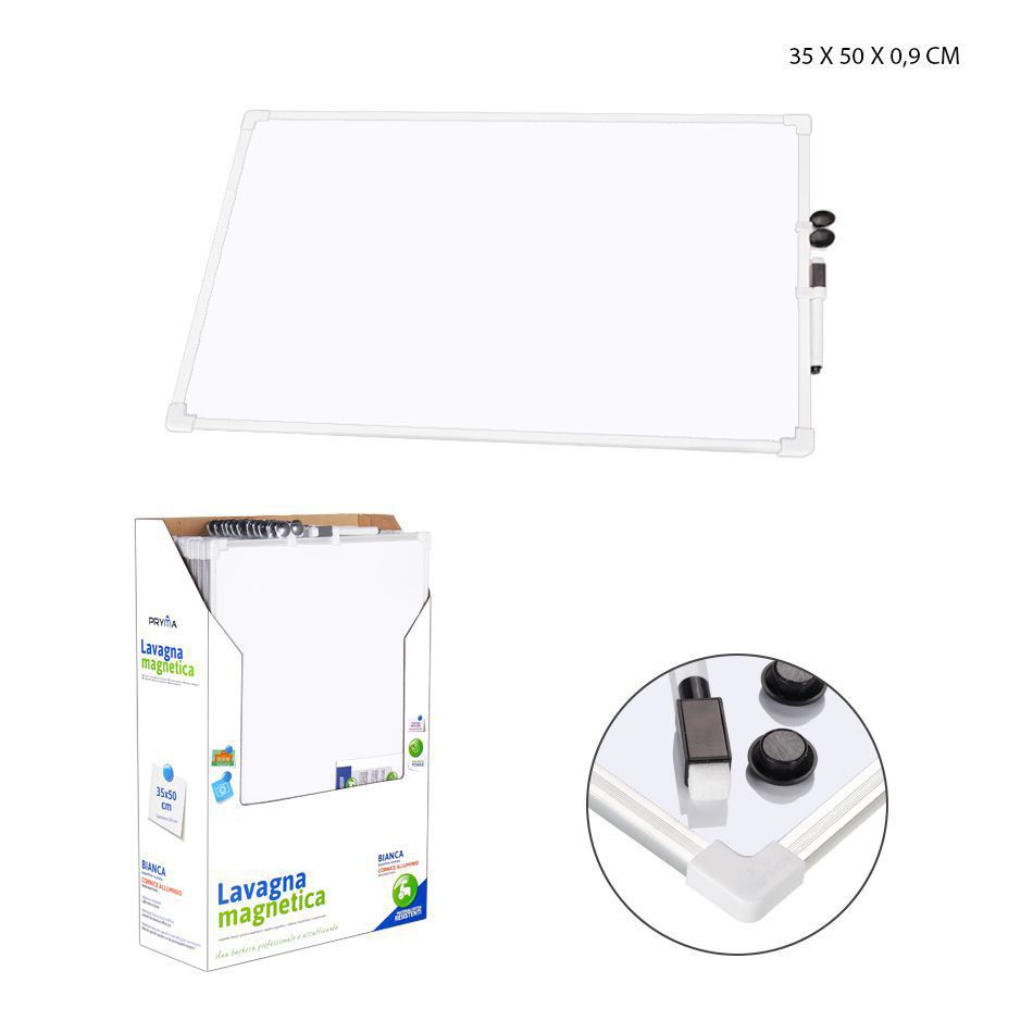 Pizarra magnética blanca de aluminio 35X50X0.9CM - Artículos de educación