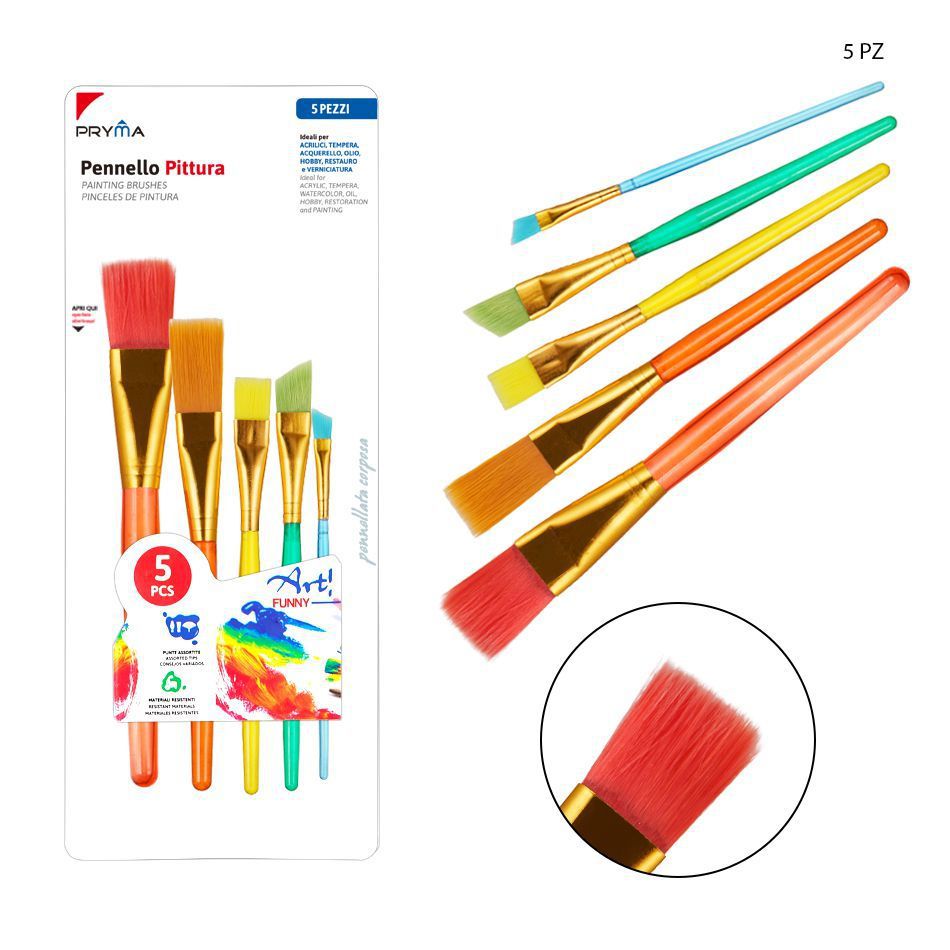 Pincel de plástico 5pz - Material de arte