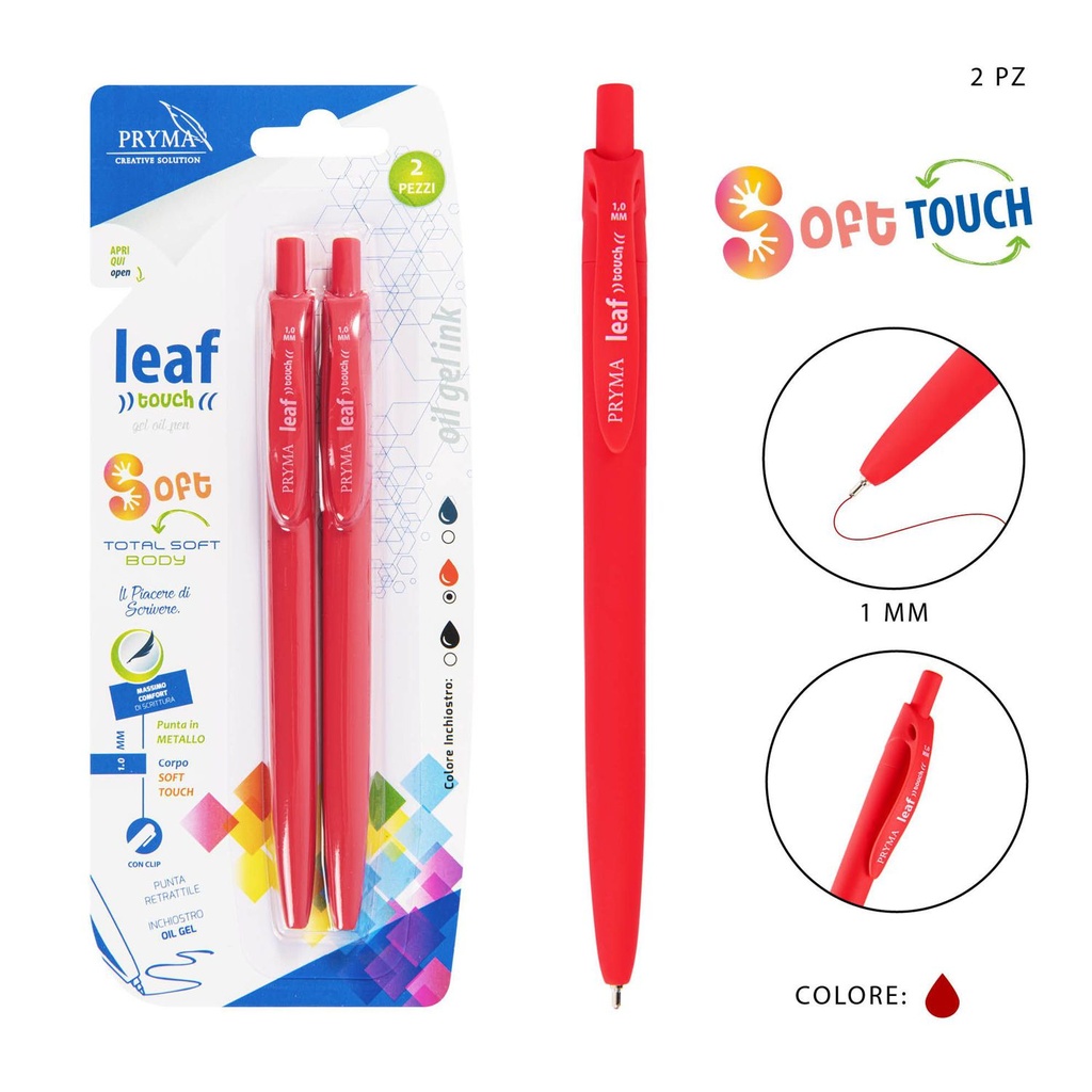 Bolígrafo de clic de gel 1mm rojo 2 pcs - Papelería
