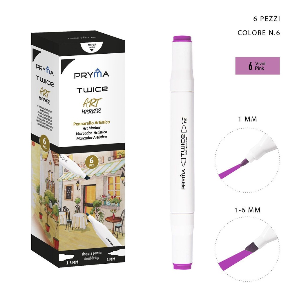 Rotulador de doble punta 2-5/3mm de colores 6pcs para escritura y dibujo