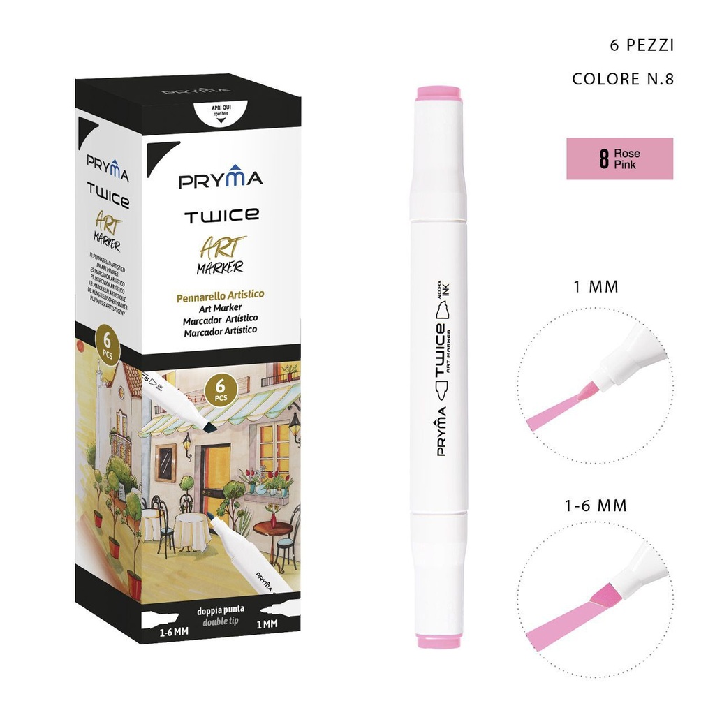 Rotulador de doble punta 2-5/3mm color 8 para dibujo