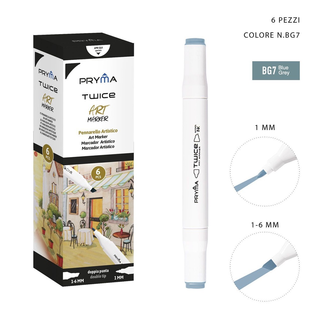 Rotulador de doble punta 2-5/3mm color BG7 para dibujo y escritura