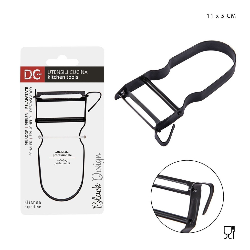 Pelapatatas de metal negro 11x5x1.2cm - Accesorios de cocina