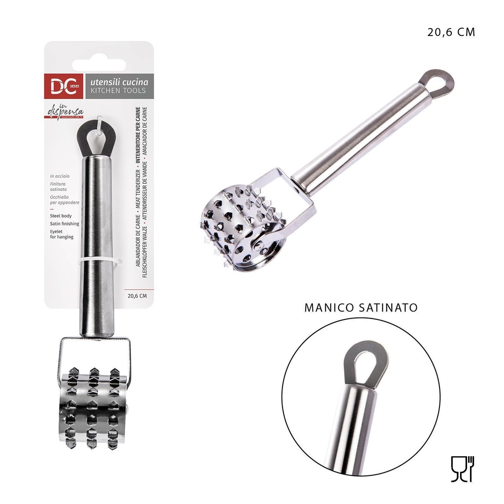 Ablandador de carne de acero inoxidable 20.6x4.4x5 cm - Utensilios de cocina