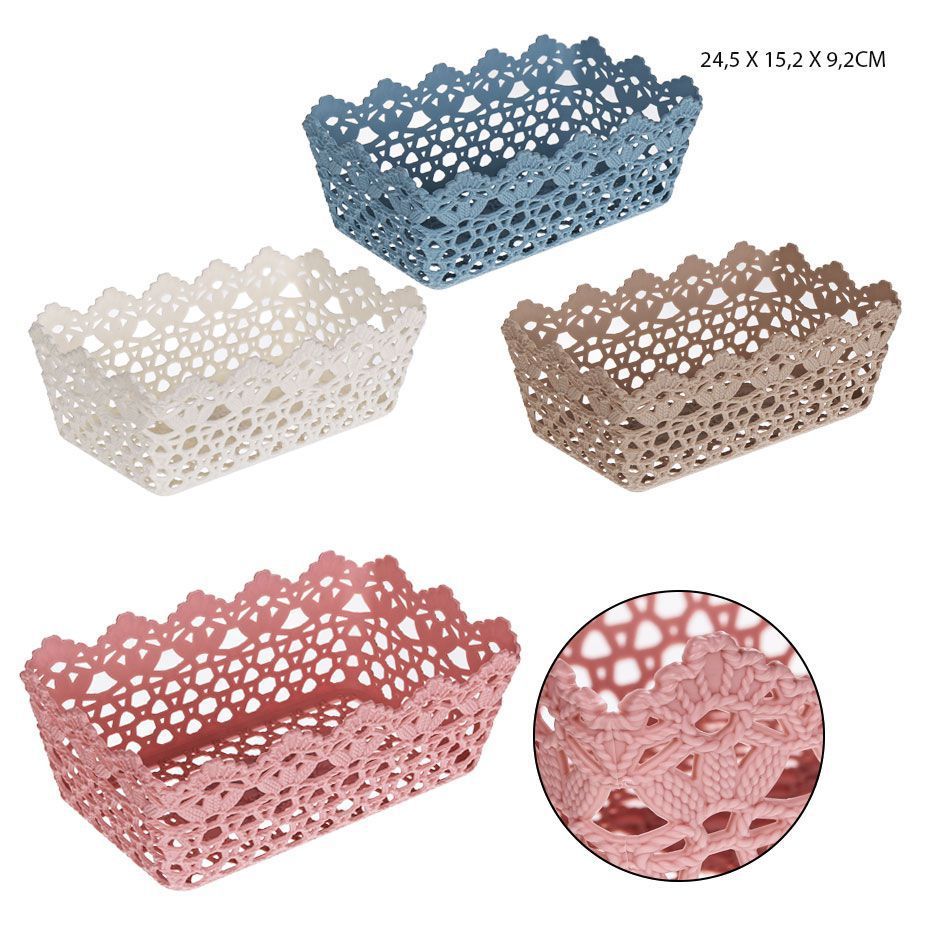 Cesta de plástico rectangular 24.5x15.2x9.2 cm - Recipiente de almacenamiento