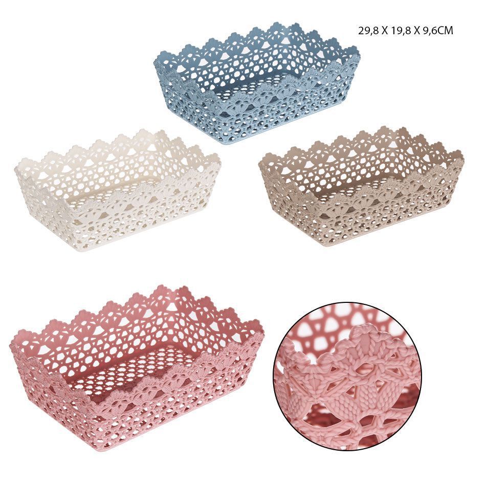 Cesta rectangular de plástico 29.8x19.8x9.6 cm - Utensilios de cocina