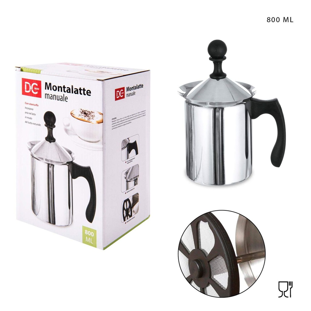 Espumador de leche manual 800ml - Utensilios de cocina
