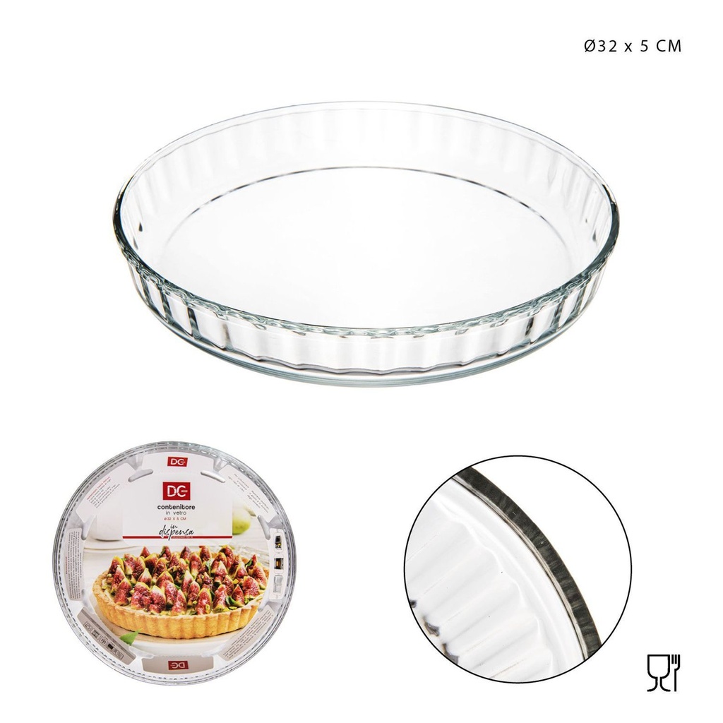 Plato redondo para hornear 32x5 cm - Resistente a altas temperaturas