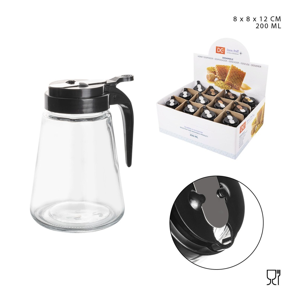 Dispensador de miel de cristal 8X8X12CM - Envase de cocina