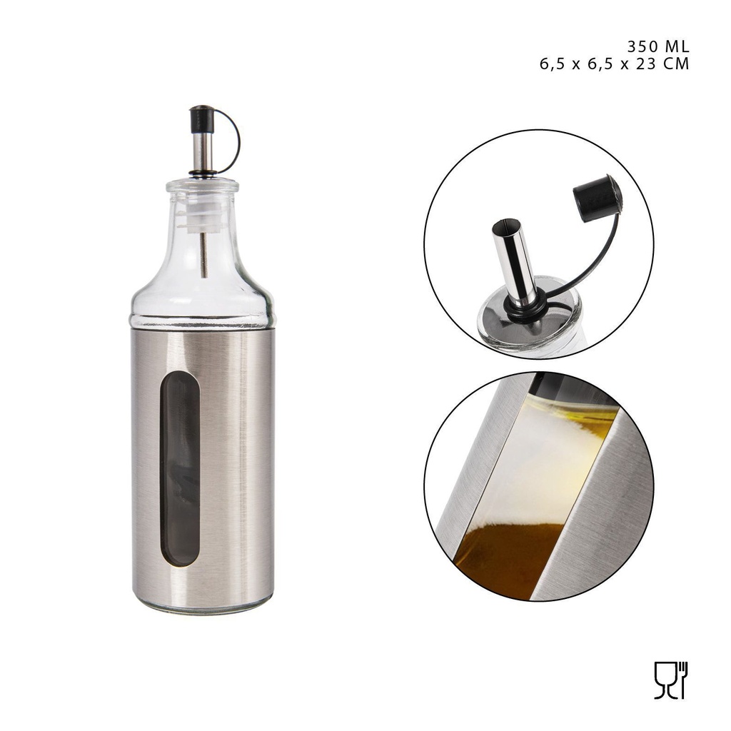  Aceitera de cristal 350ml 6.5x6.5x23cm - Vidrio y cerámica