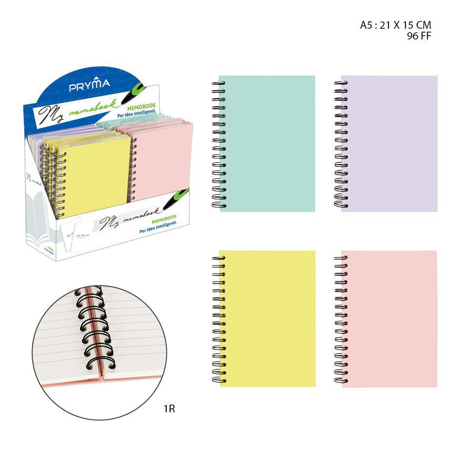 Libreta con anillas A5 96ff 1r 21x15cm color pastel