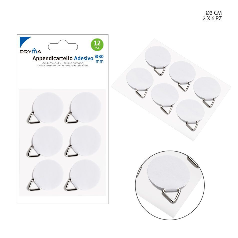 Colgador adhesivo D.3CM 6PZ 2FF - Utensilios de papelería