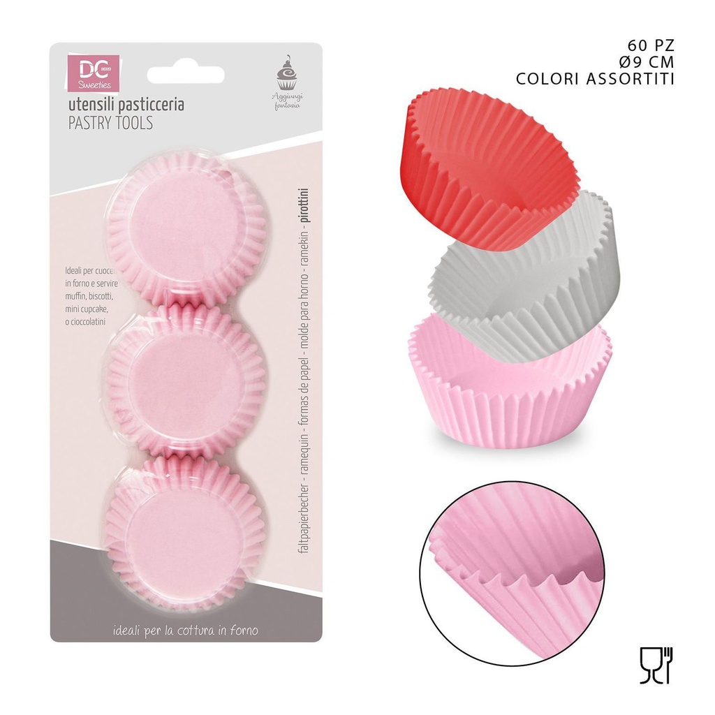 Moldes de papel para magdalenas 9cm 60pz - Utensilios de repostería