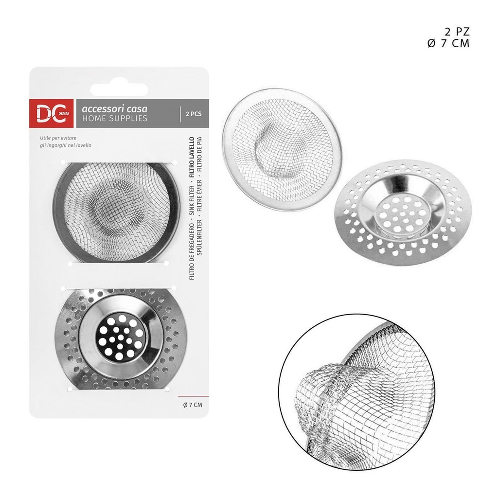 Filtro fregadero de acero inoxidable 7 cm 2 PZ - Accesorios de cocina
