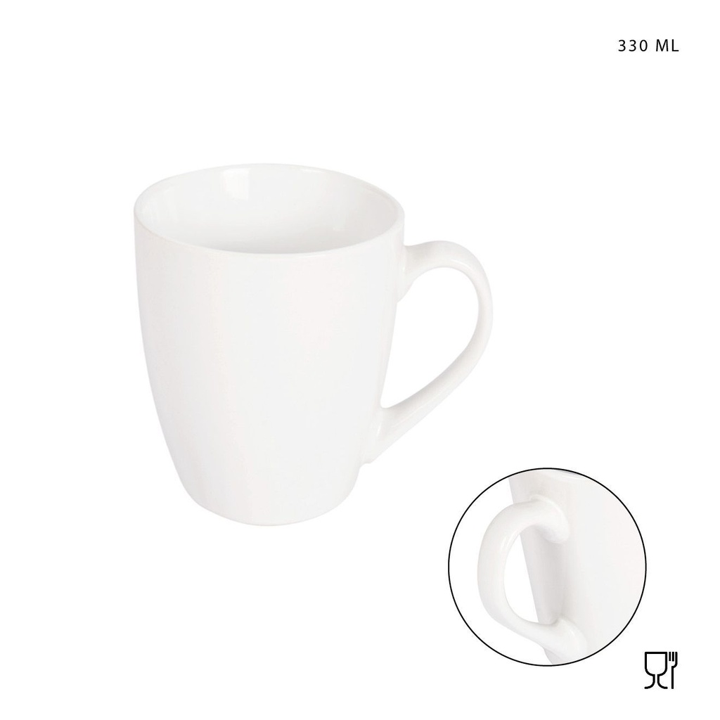 Taza de cerámica con mango blanco 330 ml - Utensilios de cerámica