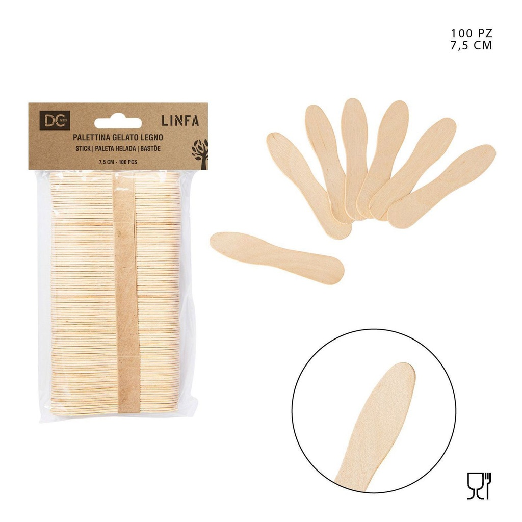 Paletinas de madera para helados 7.5 cm 100 PZ - Accesorios de cocina