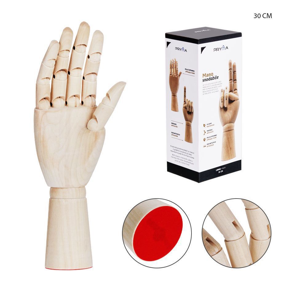 Mano articulada de madera 30 cm - Modelo artístico para manualidades