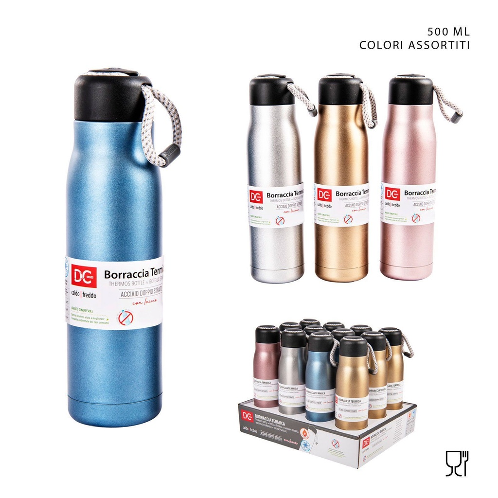 Botella térmica de acero inoxidable 500 ml con cuerda - Accesorios de cocina y bebidas