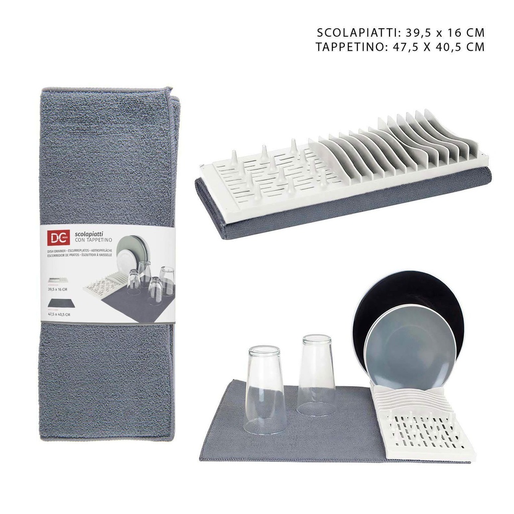 Escurreplatos 39.5x16 cm y alfombrilla 47.5x40.5 cm - Organizadores de cocina