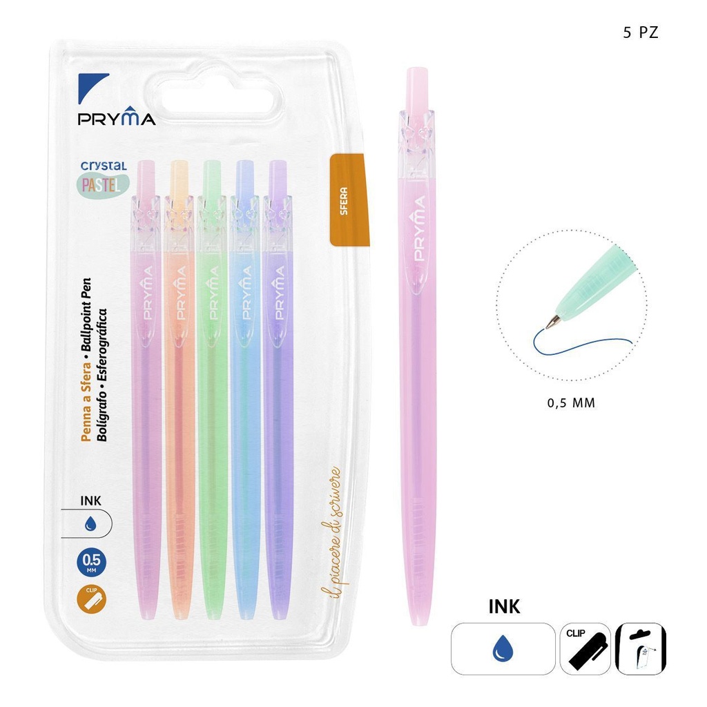 Bolígrafo color pastel 0.5MM 5PZ azul - Herramientas de escritura