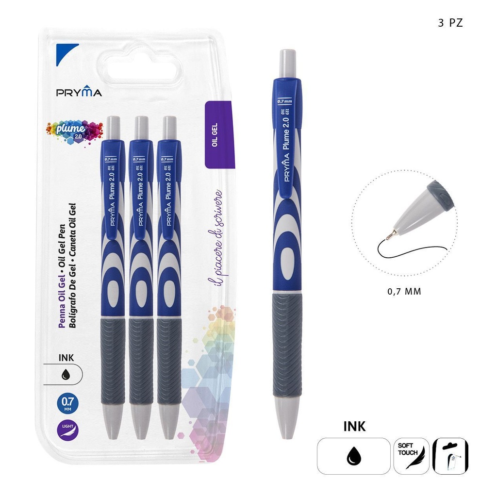 Bolígrafo clic gel 0.7mm 3pz negro - Utensilios de escritura y papelería