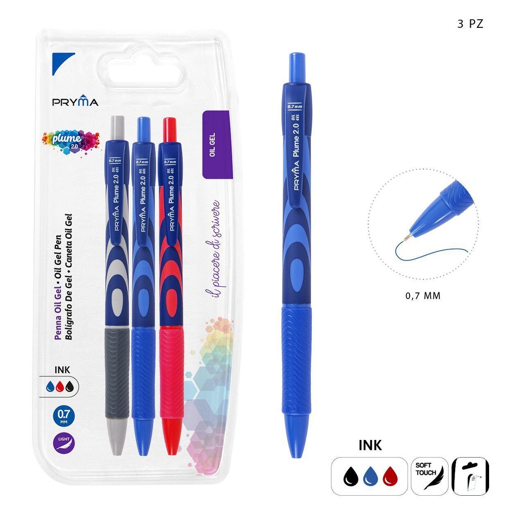 Bolígrafo clic gel tinta suave 3 pz - Herramientas de escritura