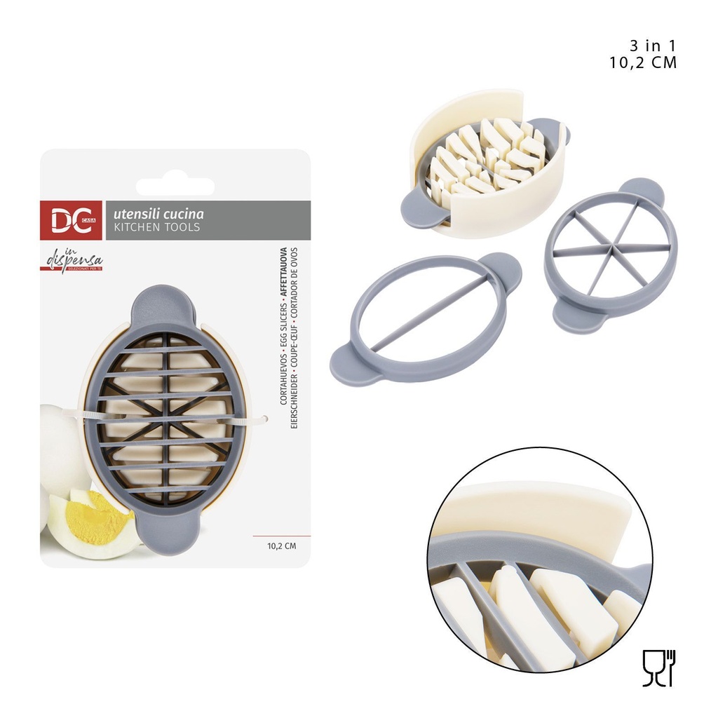 Corta huevo plast. 3 cuchillas 10.2X6.5X3CM - Utensilios de cocina