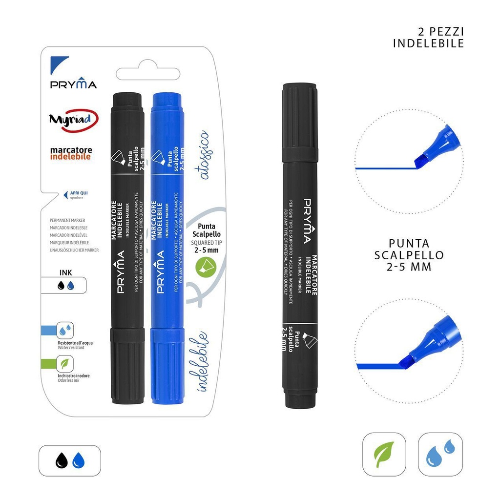 Marcador permanente punta biselada 2-5MM 2PZ N/A - Utensilios de escritura
