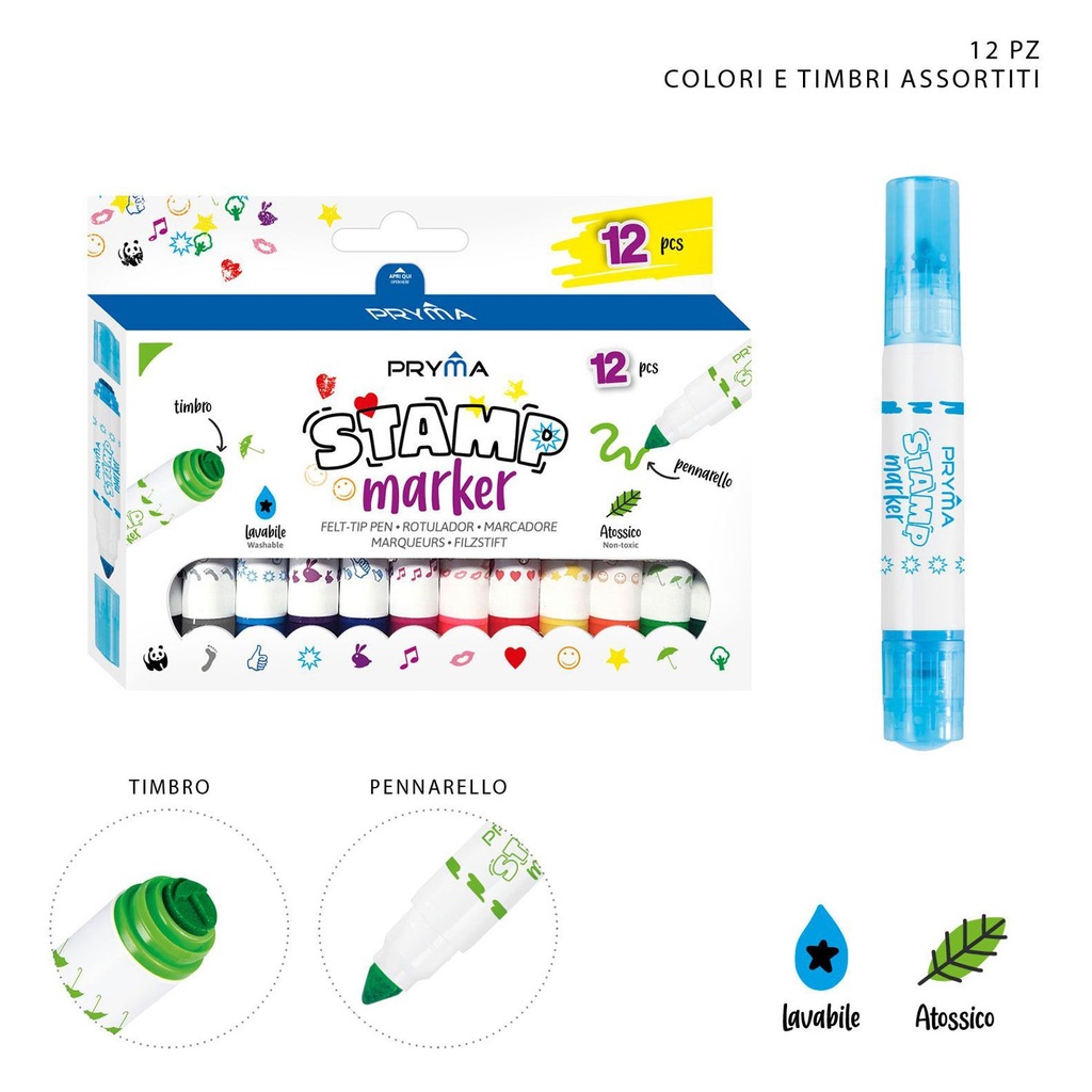 Rotulador con sello 12pz - Material de arte