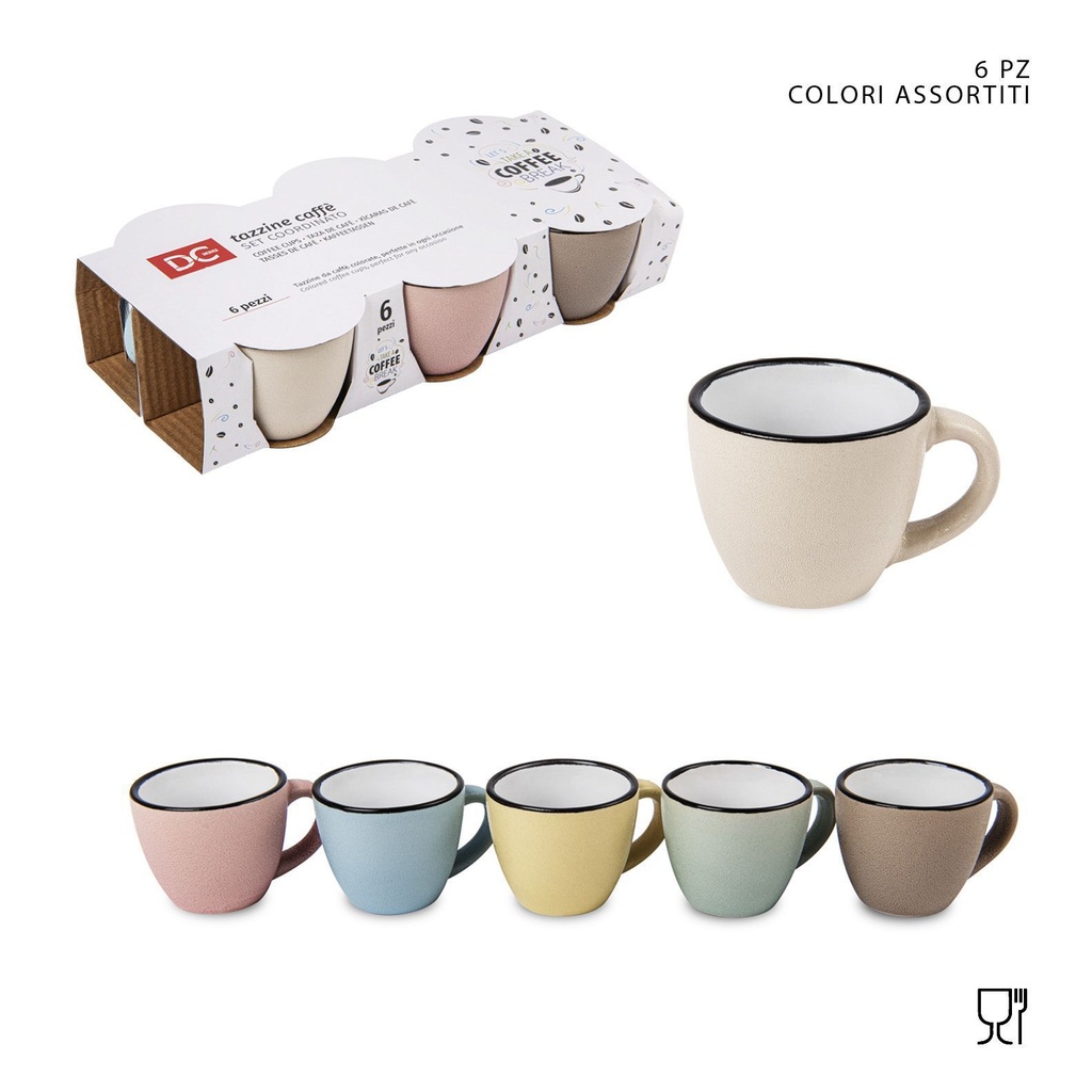 Taza de cerámica con asa 6 piezas - Cerámica