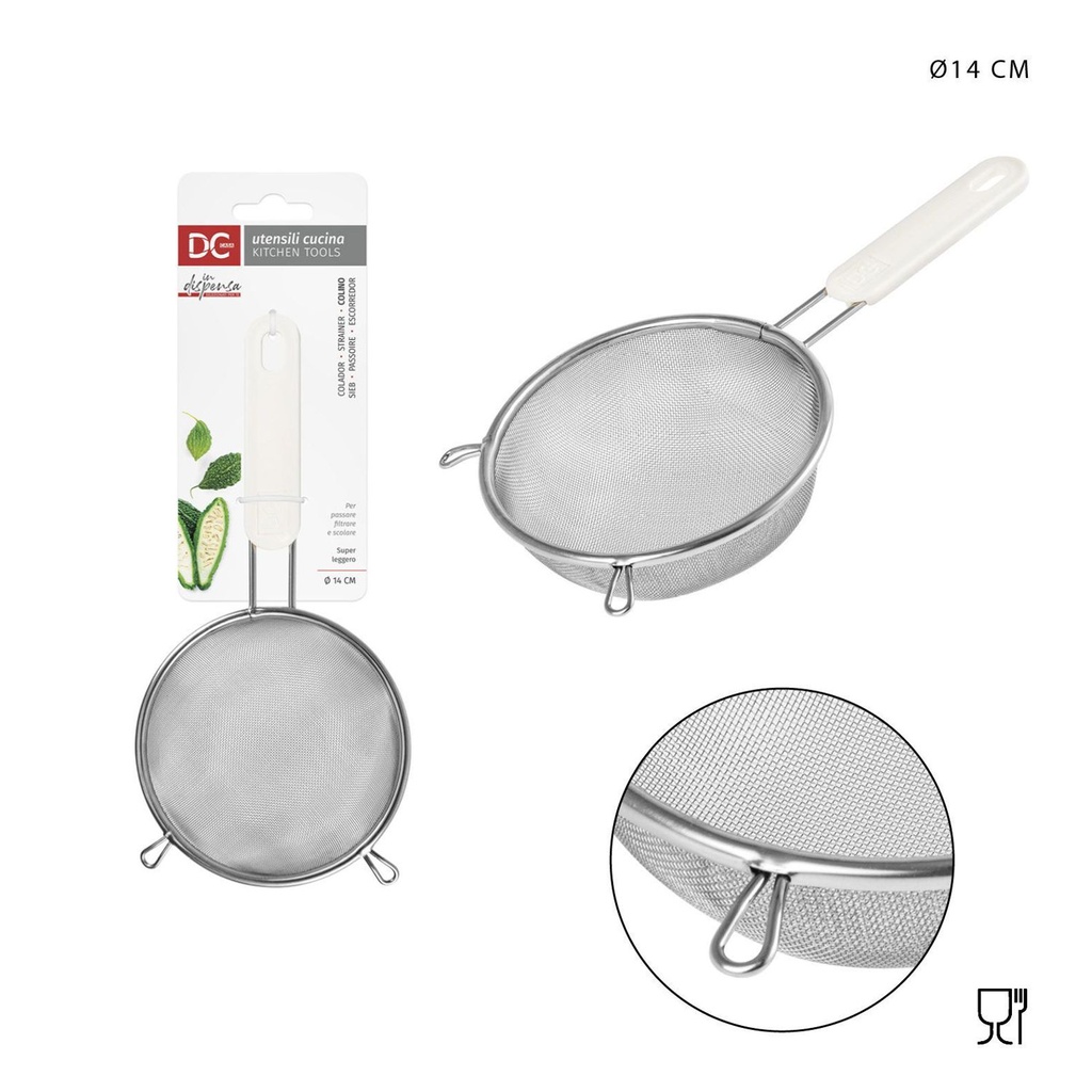 Colador redondo con mango de acero 14 cm - Accesorios de cocina