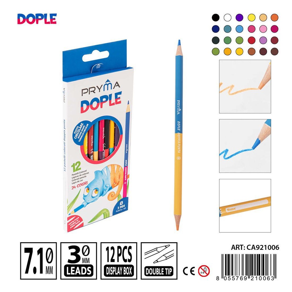 Lápices de colores bicolores 12pz - Materiales de arte