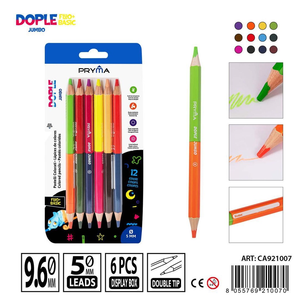 Lápices de colores jumbo 6 unidades - Material artístico