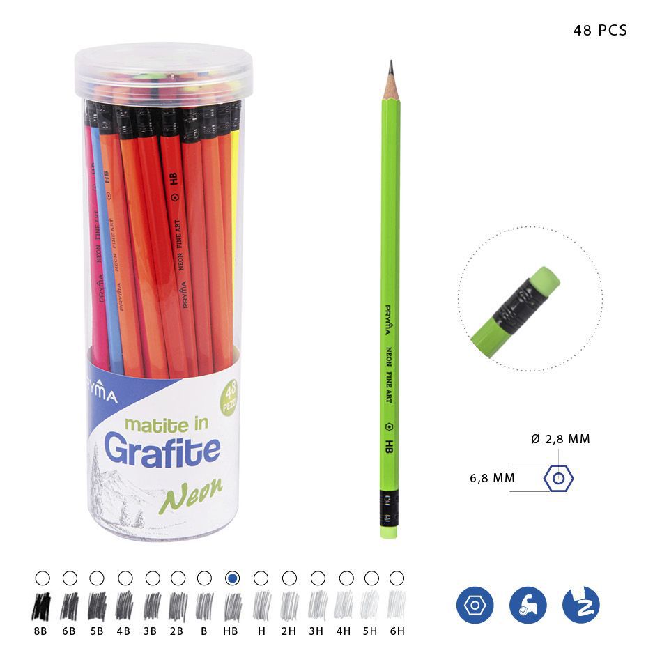 Lápiz de grafito HB neón - Artículos de papelería