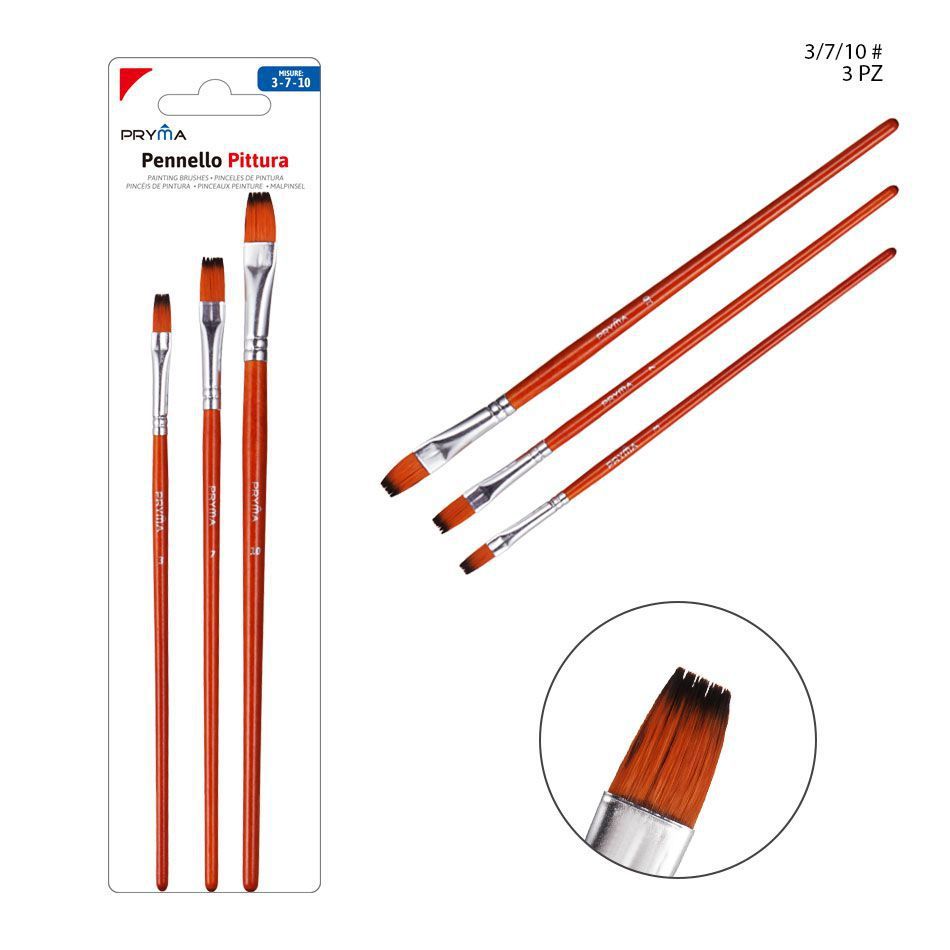Pincel plano N.3-7-10 3PZ - Artículos de arte