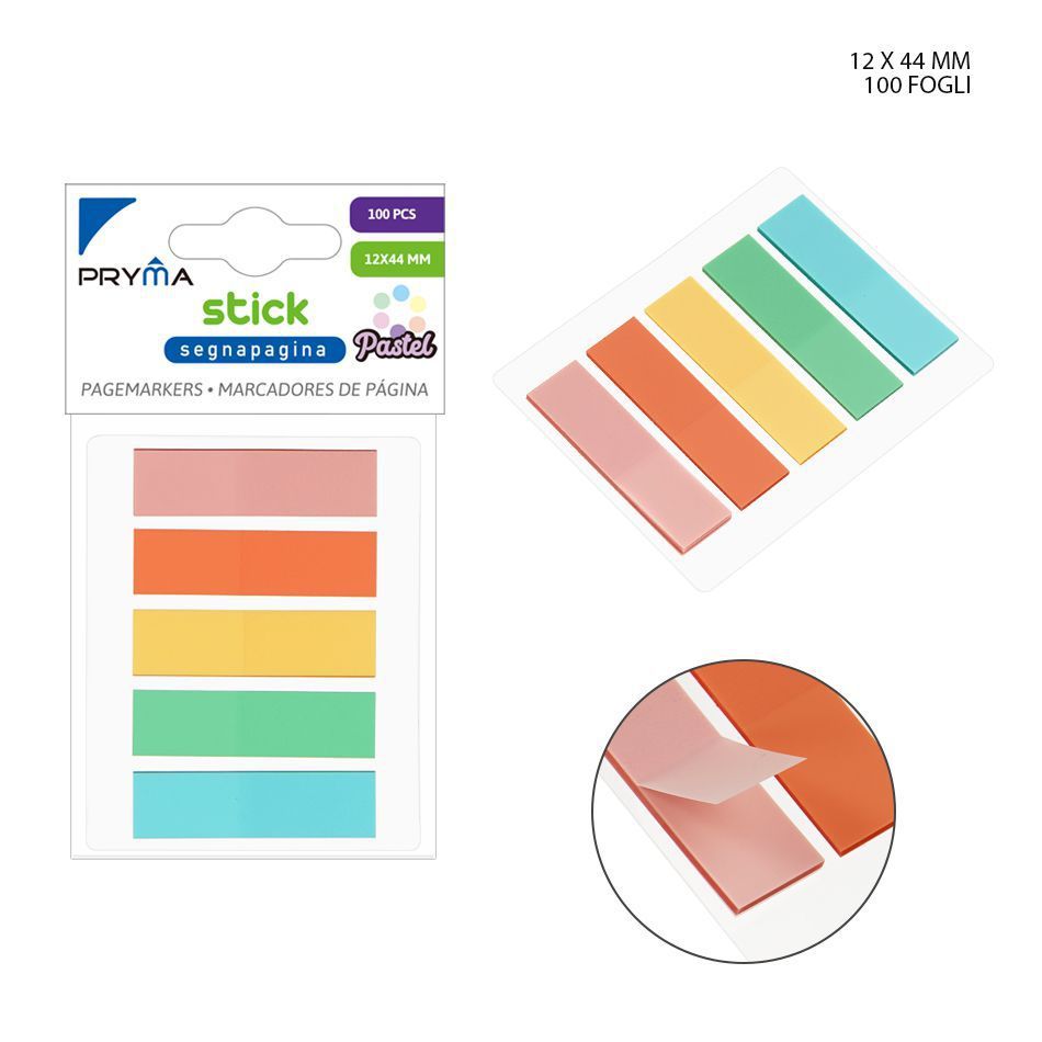  Nota adhesiva macaron 12x44 mm 100 hojas 5 piezas - Papelería